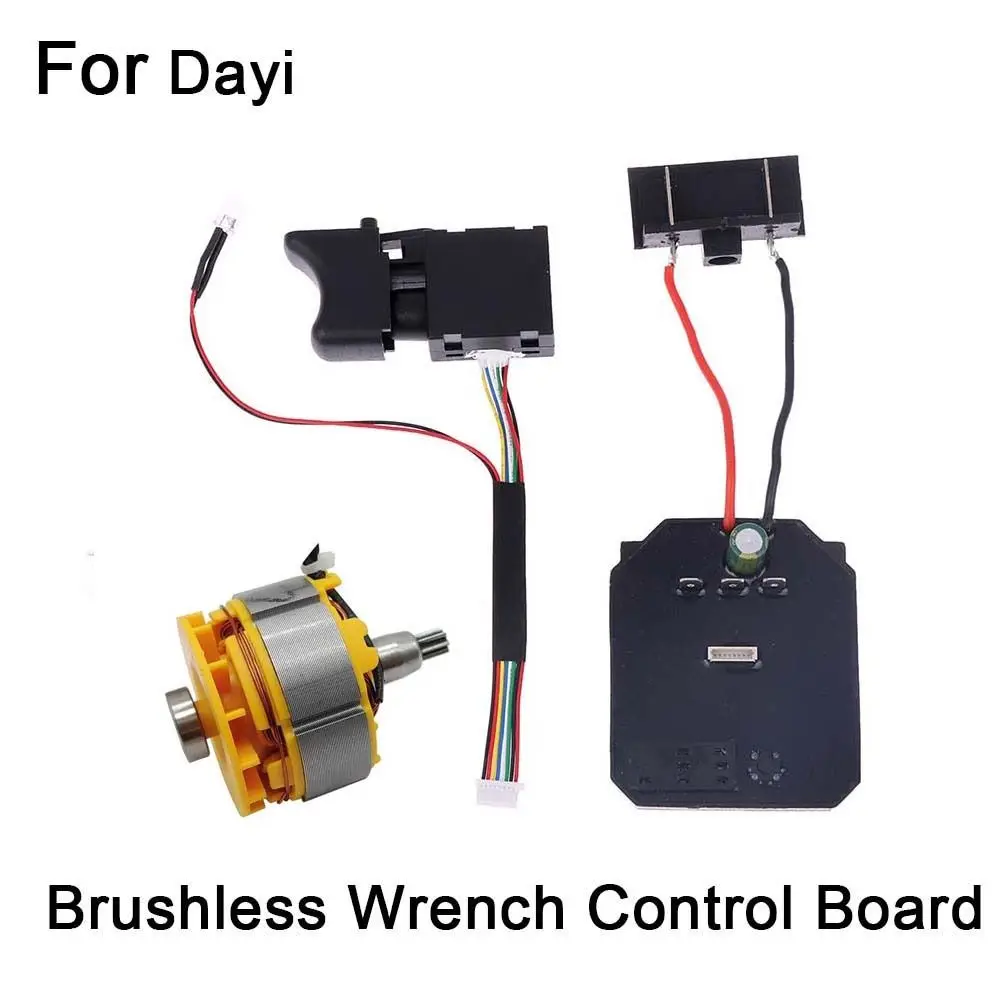 Black Wrench Switch Motor Set 8 Wire Motor Electric Wrench Controller Board Brushless Lithium 18-21V Power Tool Accessories