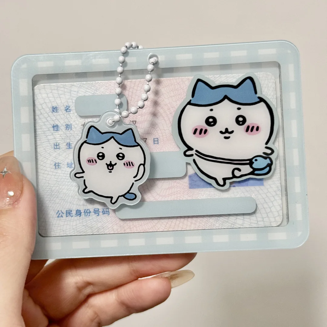 

Miniso Cartoon Chiikawas Hachiwares Usagis Acrylic Id Card Holder Cute Student Slide Rice Card Bus Card Protective Cover