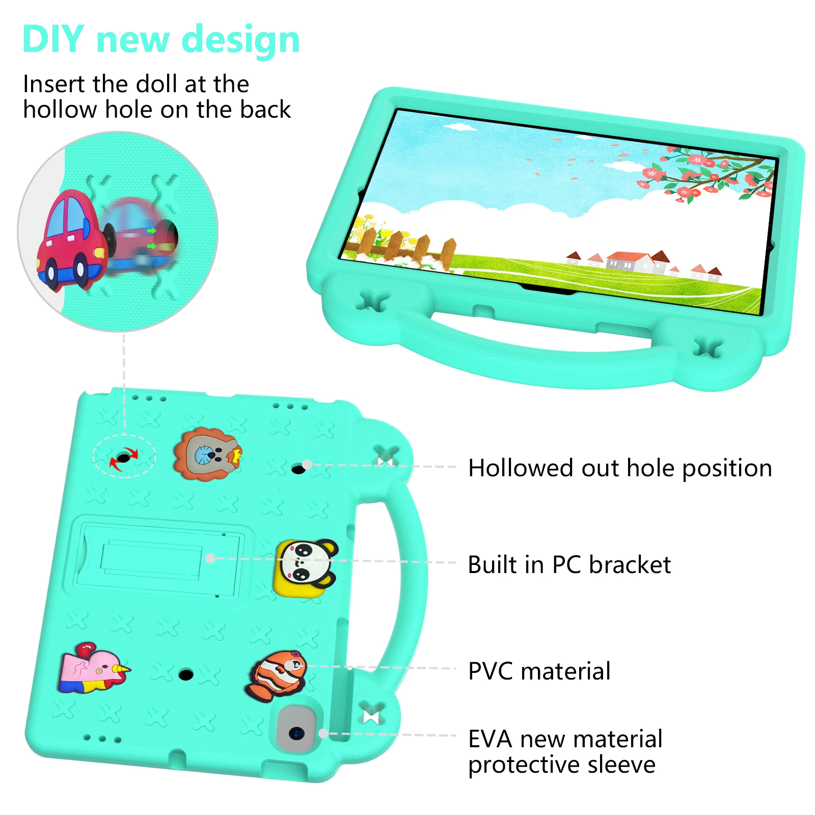 Case for Huawei Tablte V7 10.4 2024 Kids Safe EVA Bear Handheld Shockproof Tablet Cover for Honor Pad V6 10.4 inch