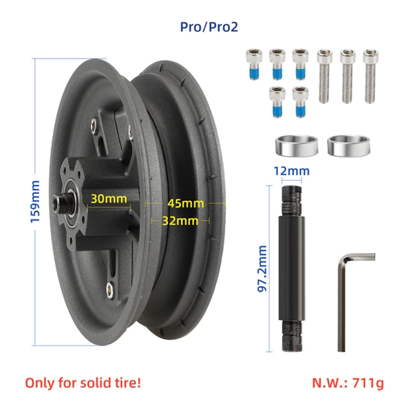 Llantas traseras de aleación de aluminio para patinete eléctrico, llanta sólida de 8,5 pulgadas para Pro/Pro2