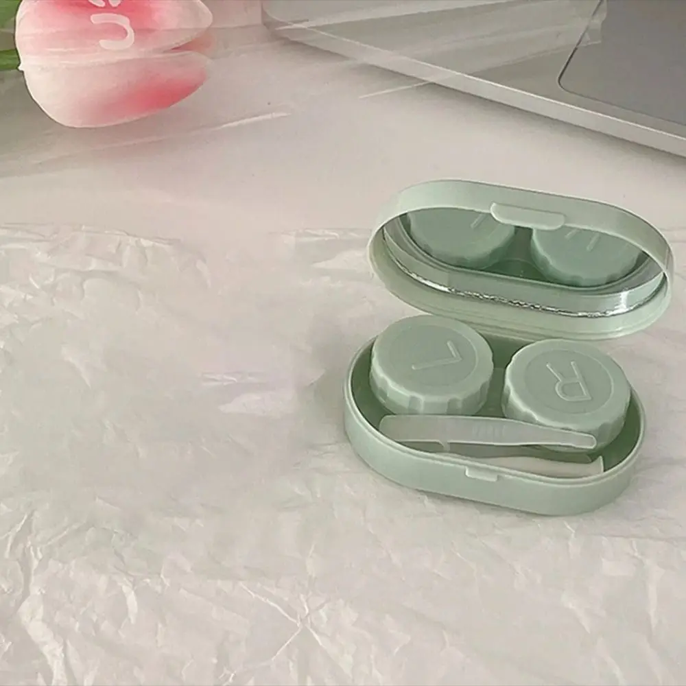 Mini estuche para gafas de contacto de Color caramelo, caja para lentes de contacto portátil Simple, explosión de crema, caja para el cuidado de lentes de contacto de Color sólido para estudiantes