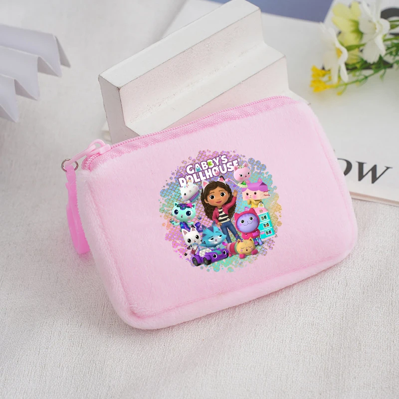 Gabby Dollhouses Plush Coin Purse Girls Cute Cartoon Mini Change Bag Kids Anime Fashion Storage Bag Printed Wallet Gifts