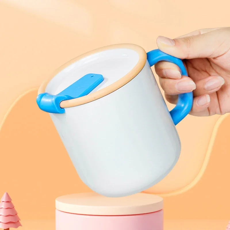 400ml Cute Creative Small Fresh White-Collar Ceramic Coffee Cup with Handle Insulated Portable Office Tea Cup for Household