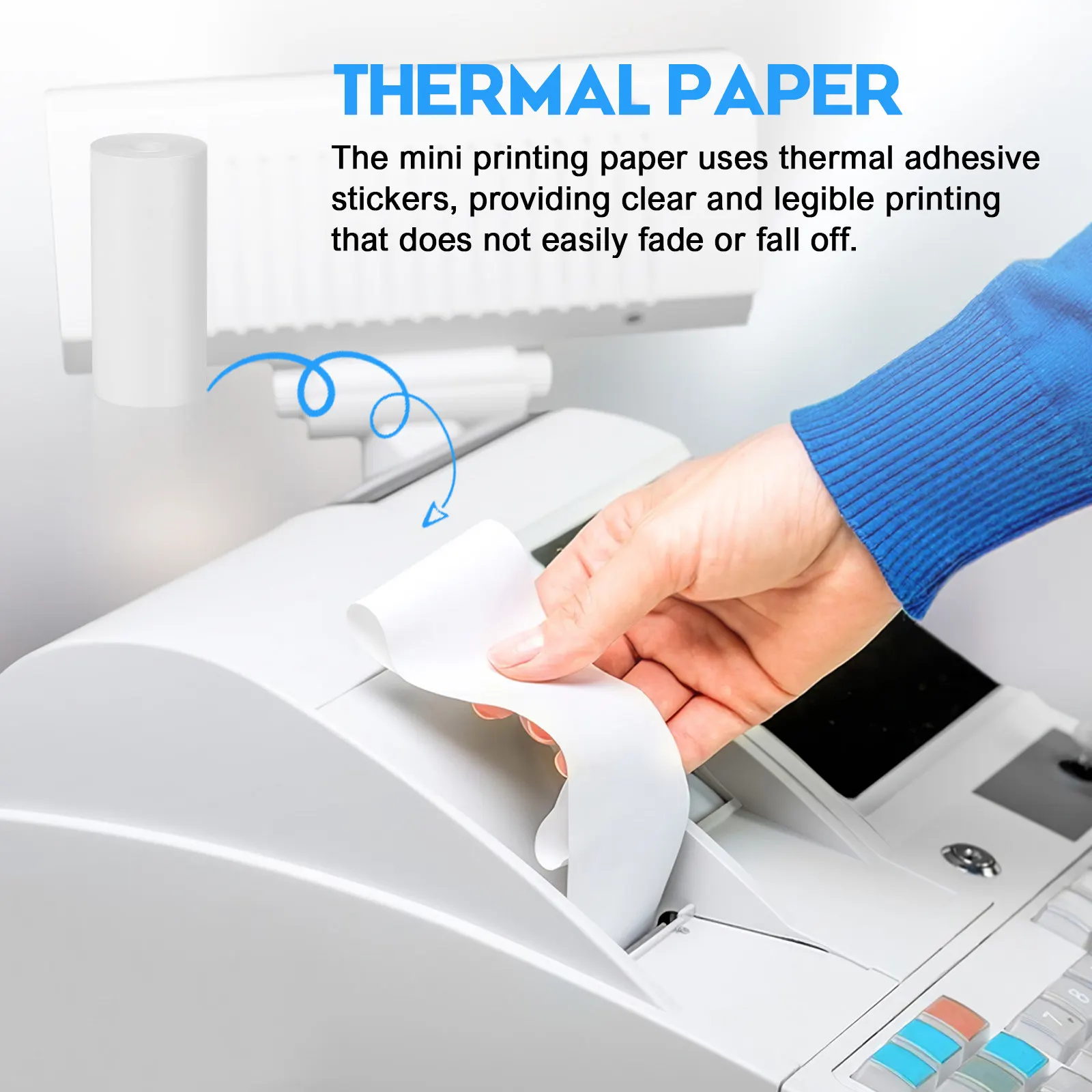 16 Rolls Sticker Printer Paper Thermal Printing Paper for Mini Pocket Printer Clear Legible Output Compact Portable Size