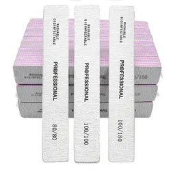 50 Pcs/Lot Nail Files Professional Sandpaper 80/100/180 Grit Double Side Square Polishing Washable Nails File Manicure Tool Kits