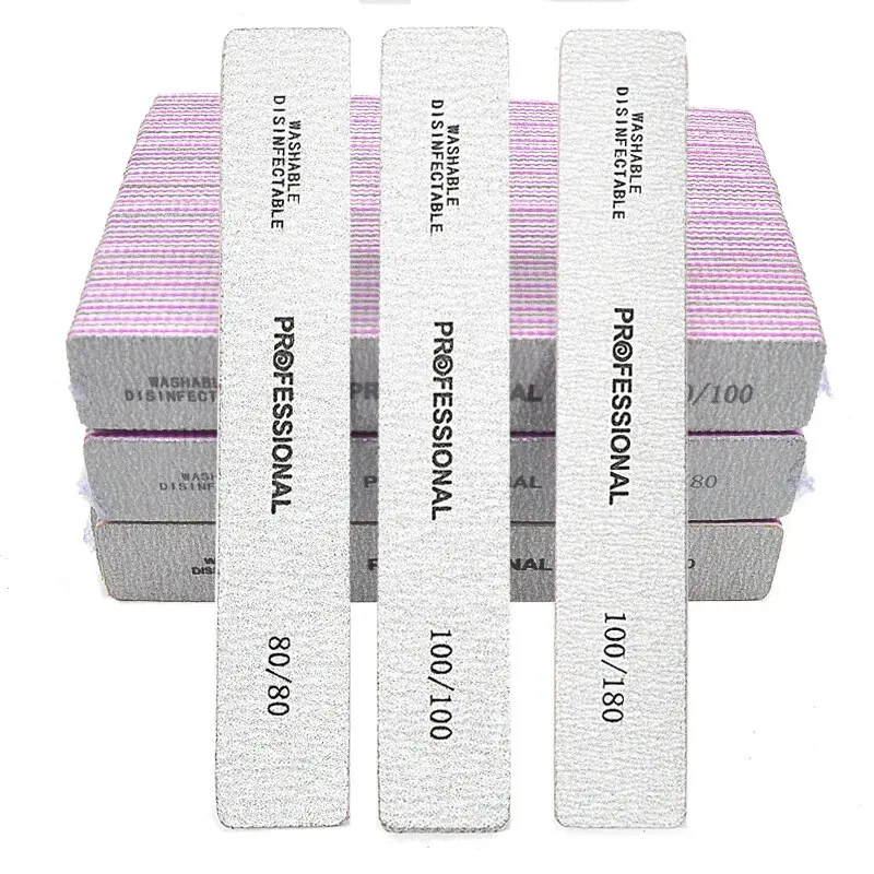 50 sztuk/partia pilniki do paznokci profesjonalny papier ścierny 80/100/180 Grit dwustronnie kwadratowe polerowanie zmywalny pilnik do paznokci zestawy narzędzi do Manicure