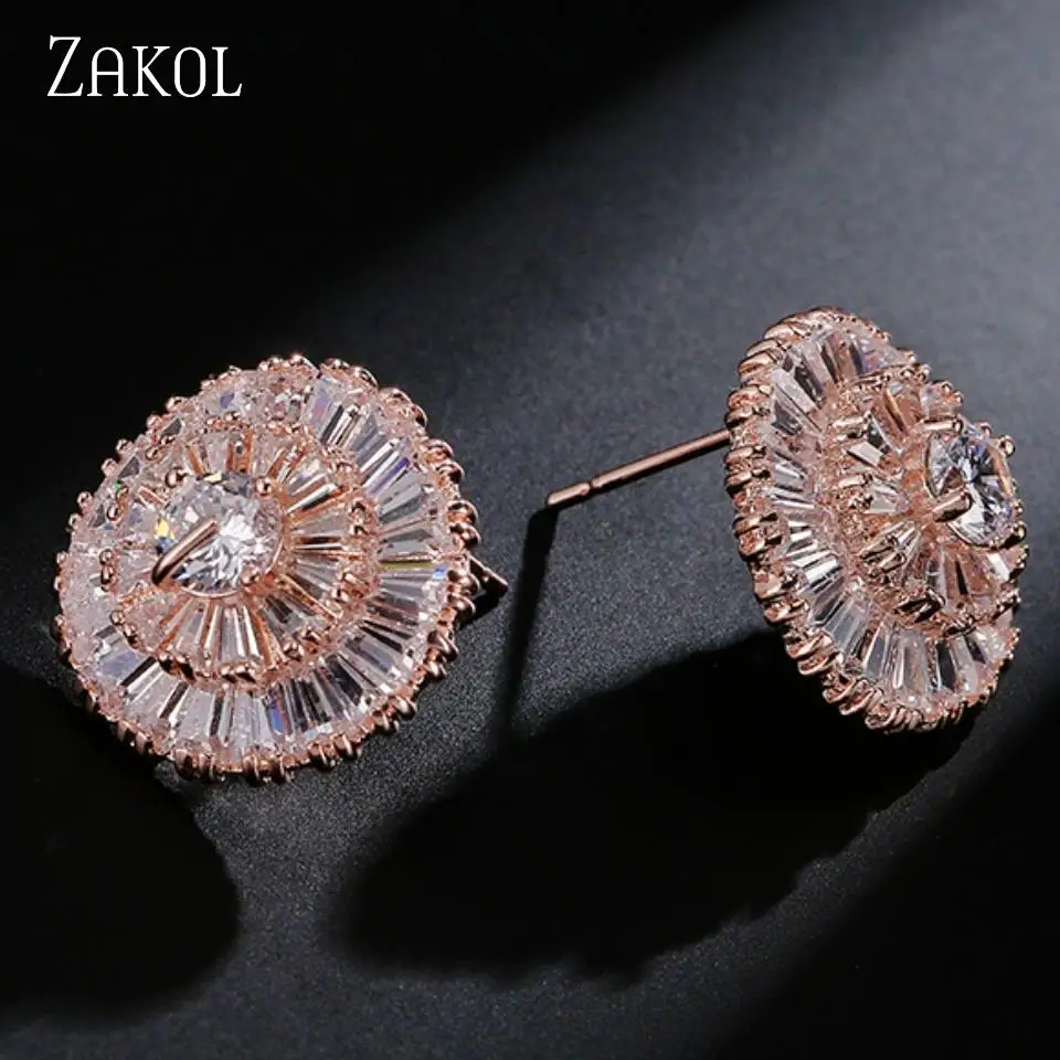 ZAKOL Simple Fashionable Leaf Design Micro-set Zircon Women's Stud Earrings Exquisite Charm Shiny Low Price Clearance Jewelry