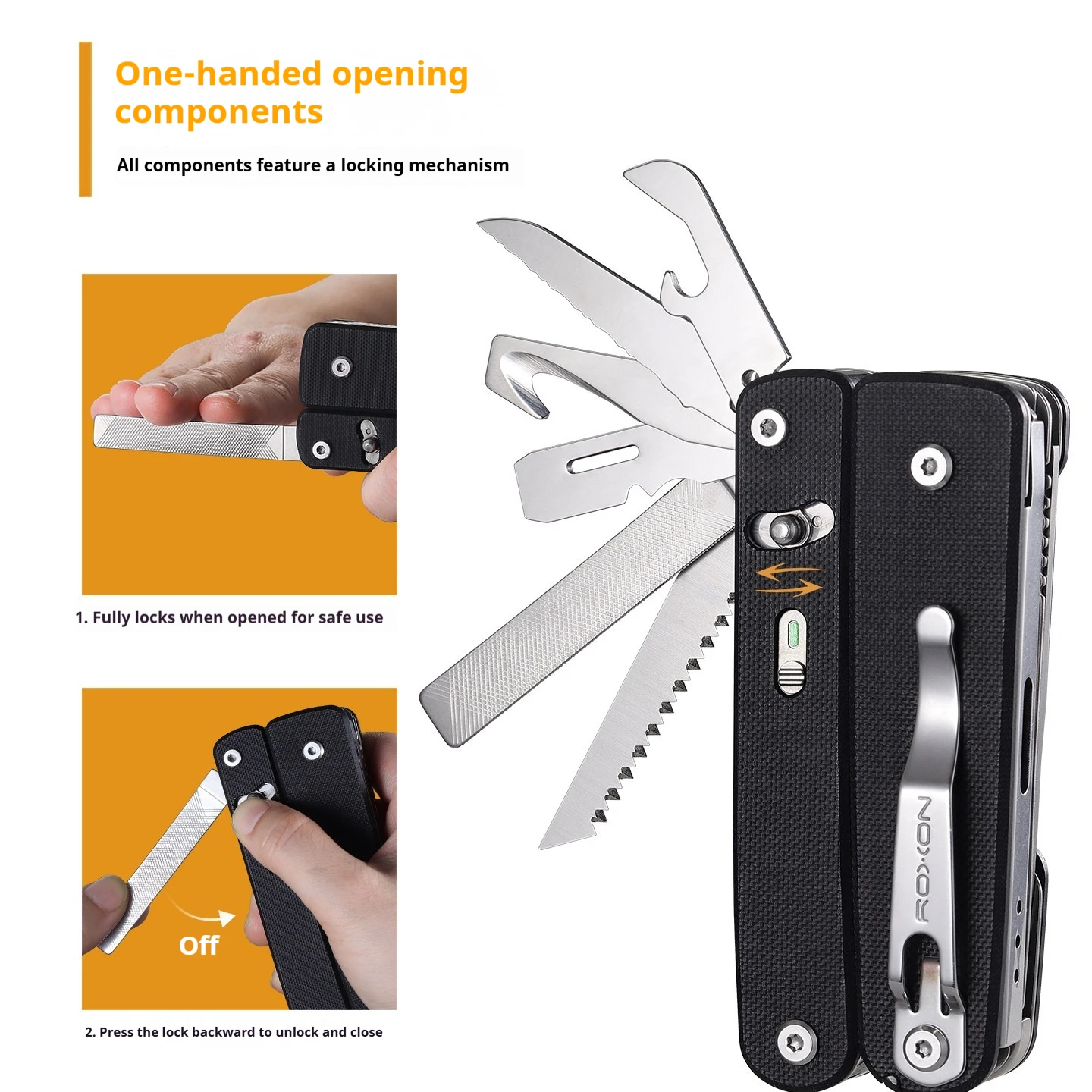 ROXON Titan S805G Multi Tool Plier,Folding EDC Outdoor Multitool,D2 Steel Blade,G10 Handle,Replaceable Parts for Camping&Repair.