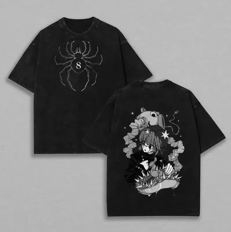 HUNTER×HUNTER Washed T-shirt Oversized Unisex Couples Streetwear Cotton Trendy Y2k Short Sleeves Classic high quality Harajuku