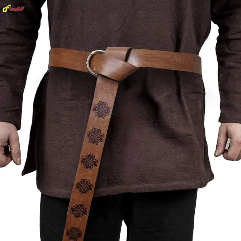 

Medieval Cosplay Accessories Vintage Belt Adjustable Embossed PU Leather Knight Waist Belt Elegant Retro Renaissance Knight Belt