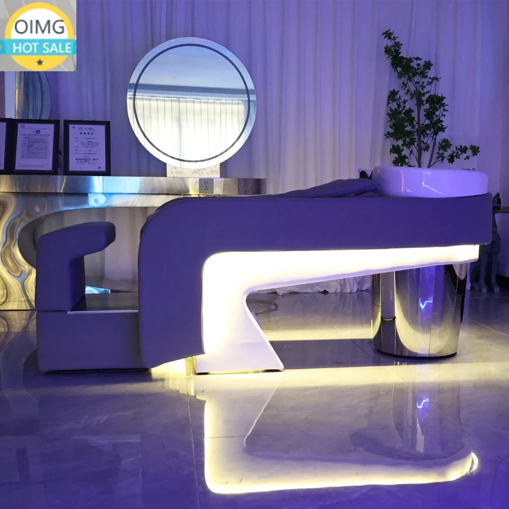 Synthetic Leather Head Spa Shampoo Bed Wholesale Shampoo Chair Bowl Wash Bed Hair Salon Wash Basins
