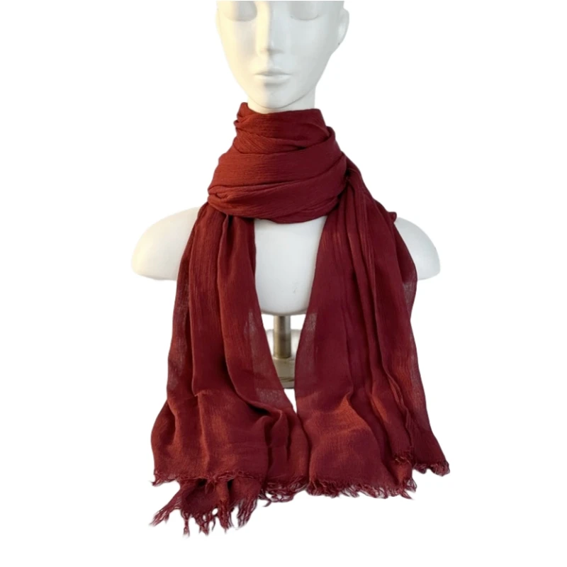 61-Farben-Schal aus weicher Baumwoll-Viskose, Rayon-Material, muslimischer Hijab, nahöstlich, einfarbig, Kopftuch mit Quaste – Detail 11