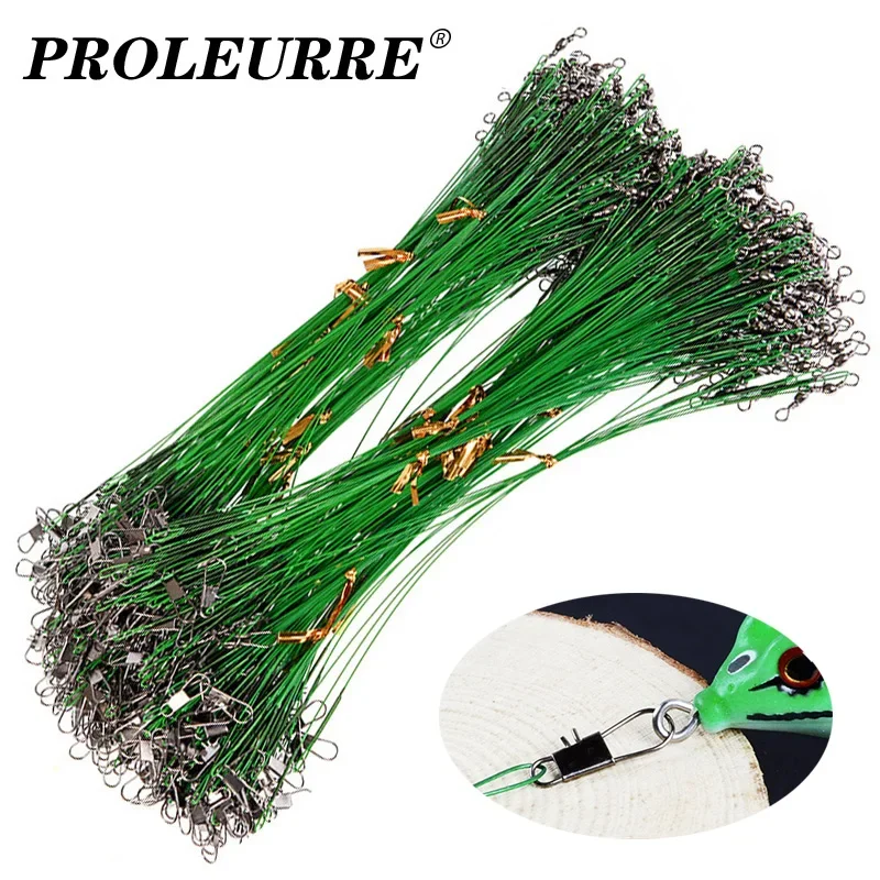 

20 Pcs Anti Bite Steel Fishing Line Steel Wire Leader With Swivel Fishing Accessory 15cm 20cm 25cm Lead Core Leash Fishing Wire