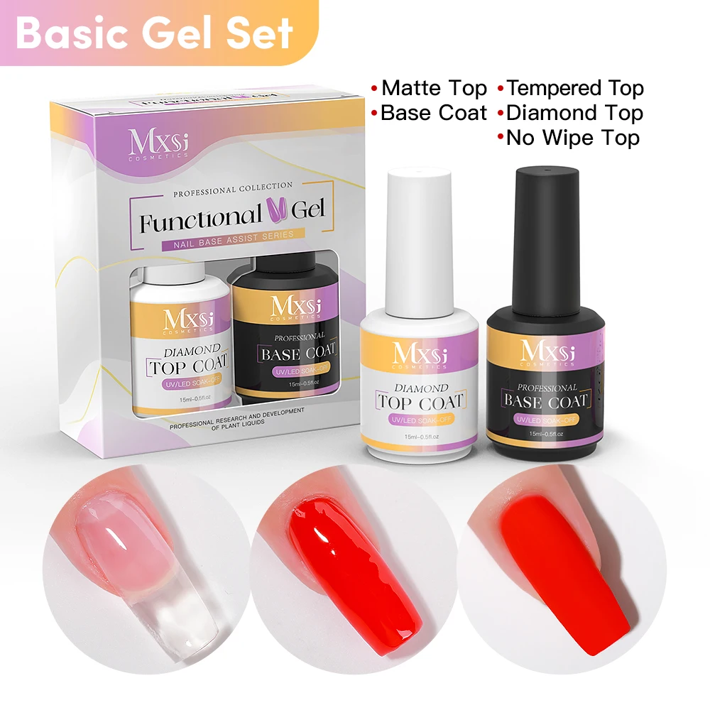 Mxsi Lak Nail Art Set Met Basislaag En Top Coat Diamant Topcoat Basecoat Gel Nagellak Voor Nail Art Design Tool Kit