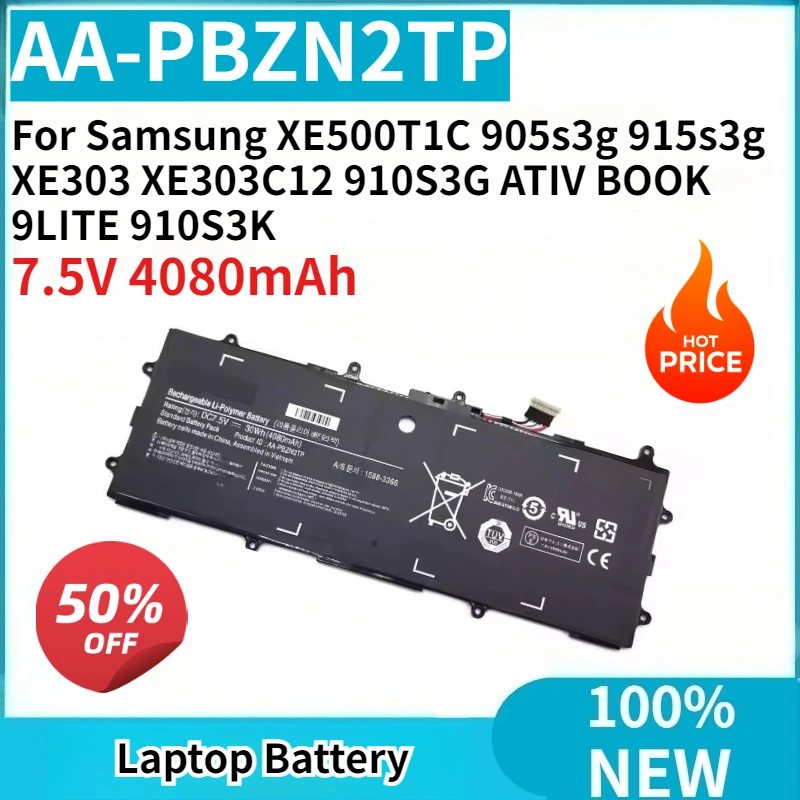 Laptop Battery AA-PBZN2TP 4080mAh Replaceable for Samsung XE500T1C 905s3g 915s3g XE303 XE303C12 910S3G ATIV BOOK 9LITE 910S3K