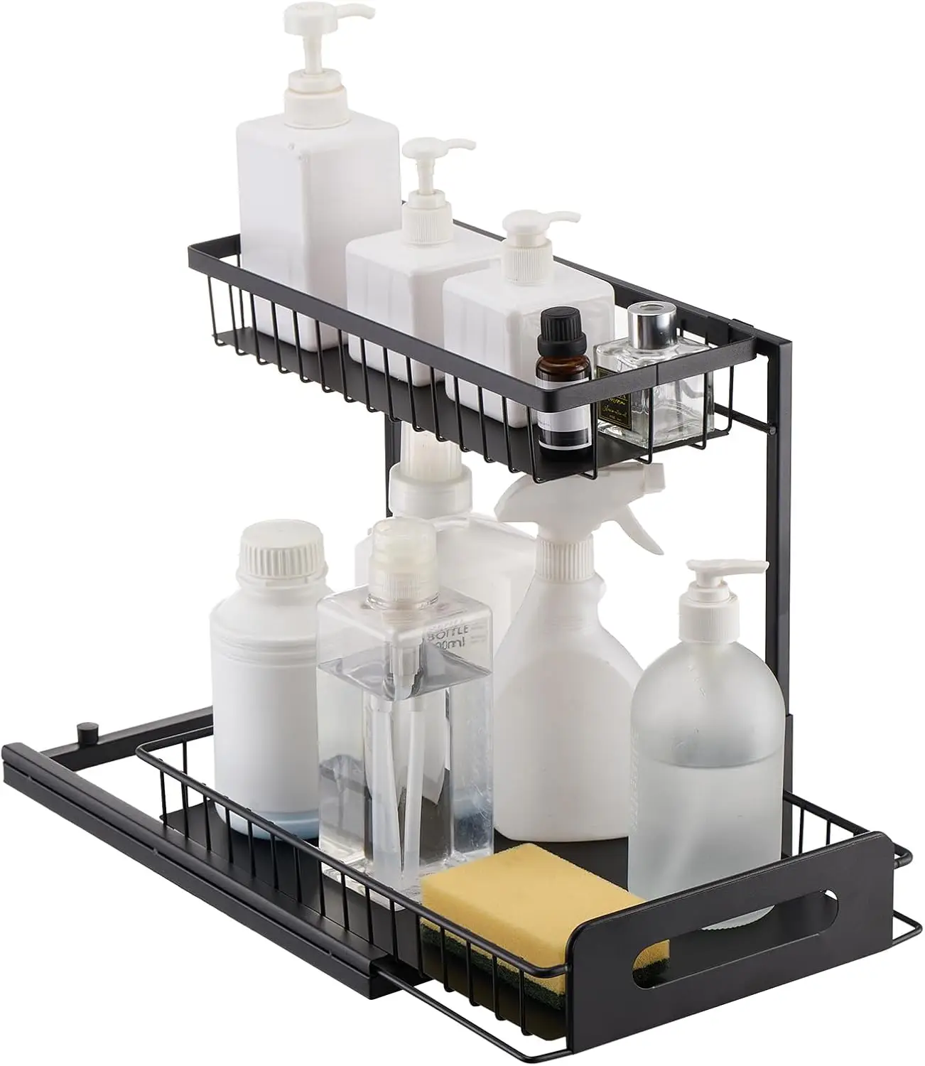 

2 Tier Pull Out Cabinet Organizer(10.7" W x 14.2" D), Under Sink Organizer and Storage, Slide Out Drawer Cabinet Organizer