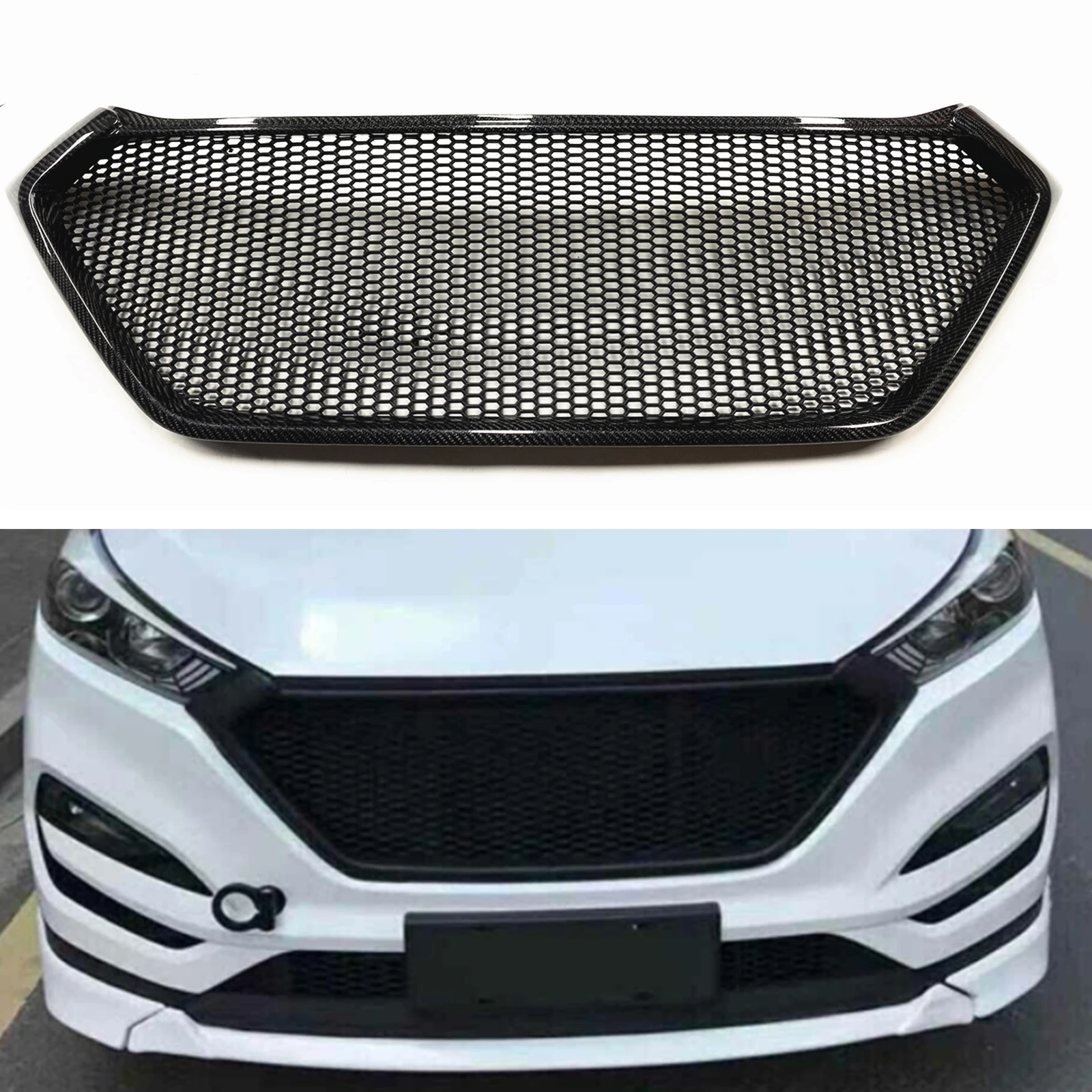 Racing Grills Front Grille Car Upper Bumper Hood Mesh Replacement Part For Hyundai Tucson 2016 2017 2018