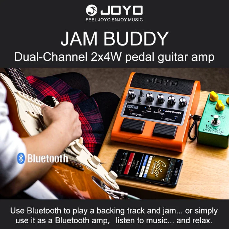 JOYO Portable Guitar Practice Amp & Pedal All-in-One Rechargeable Bluetooth Combo Guitar Amplifier with Effect & Footswitch