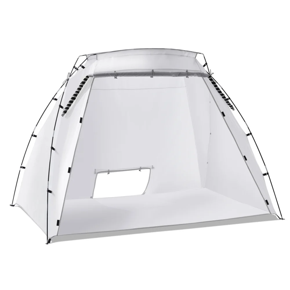 White 10x7x6ft Portable Spray Paint Shed, Large Spray Paint Tent with Built-in Floor and Mesh Screen, Suitable for Furniture DIY Hobbyists' Spray Paint Tent Workbench.