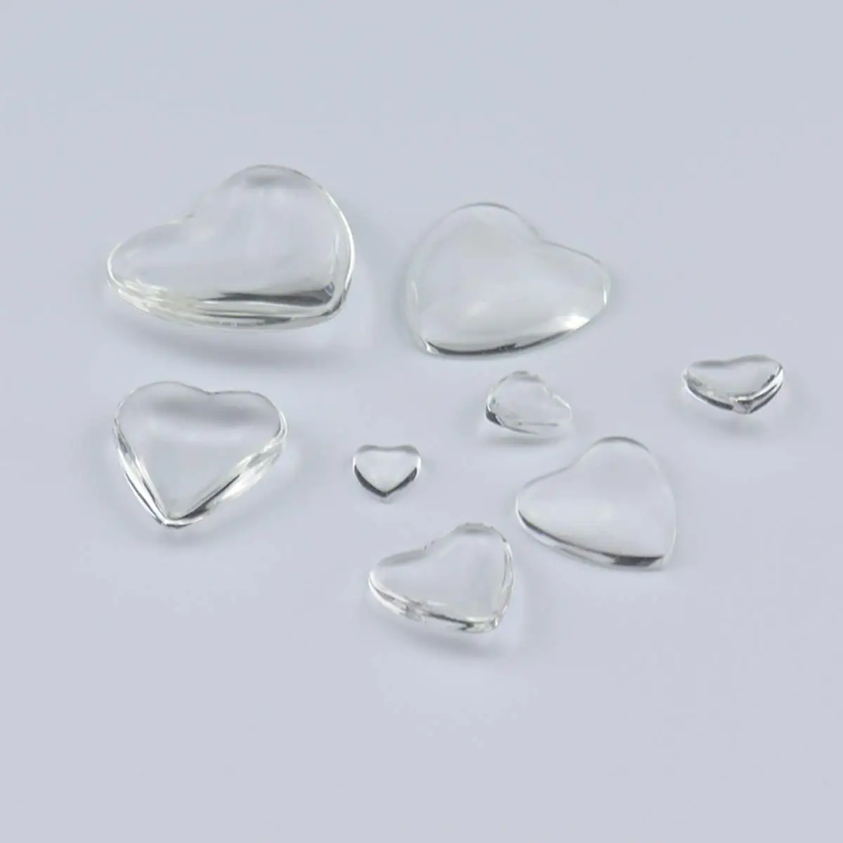 500 Stück klare Glaskuppel-Cabochons, Liebesherzform, 8–18 mm, DIY-Schmuck, Bastelzubehör, Souvenir, Festival, Geschenkzubehör – Detail 3