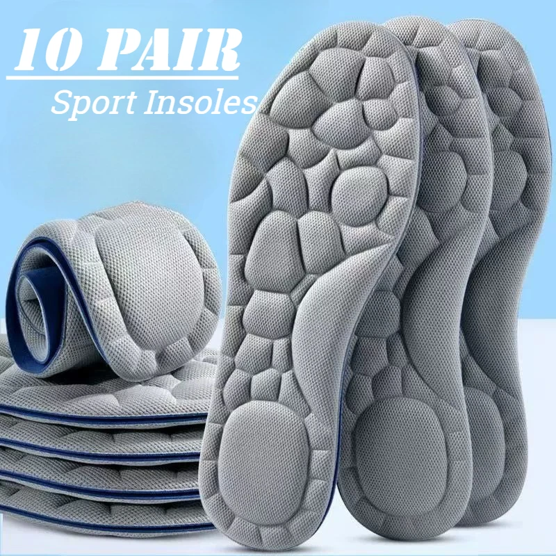

10pcs 5D Memory Foam Orthopedic Insoles Shoes Men Women Nano Antibacterial Deodorization Insole Sweat Absorption Running Cushion