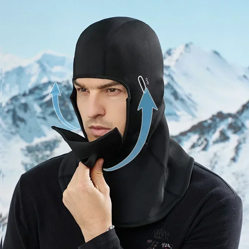 Magnetic Suction Ski Mask  for Outdoor Cold Resistance Cycling and Fleece Insulation Windproof Lining and Headgear