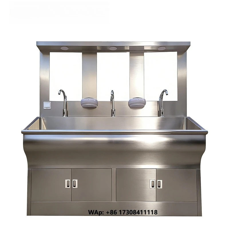 Yuda AC13 Class I Medical Stainless Steel Scrub Sink Hospital Operating Room Multi User Hand Washing Station Foot/Knee Control