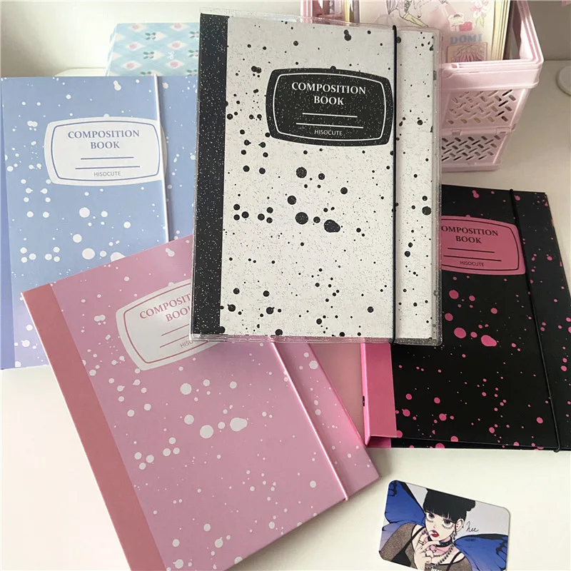 Ins Style Loose-Leaf Book A5 Splash-Ink Card Book Four Grid with Hard Shell 3 Inch Small Card Album Sticker Storage Tape Baffle