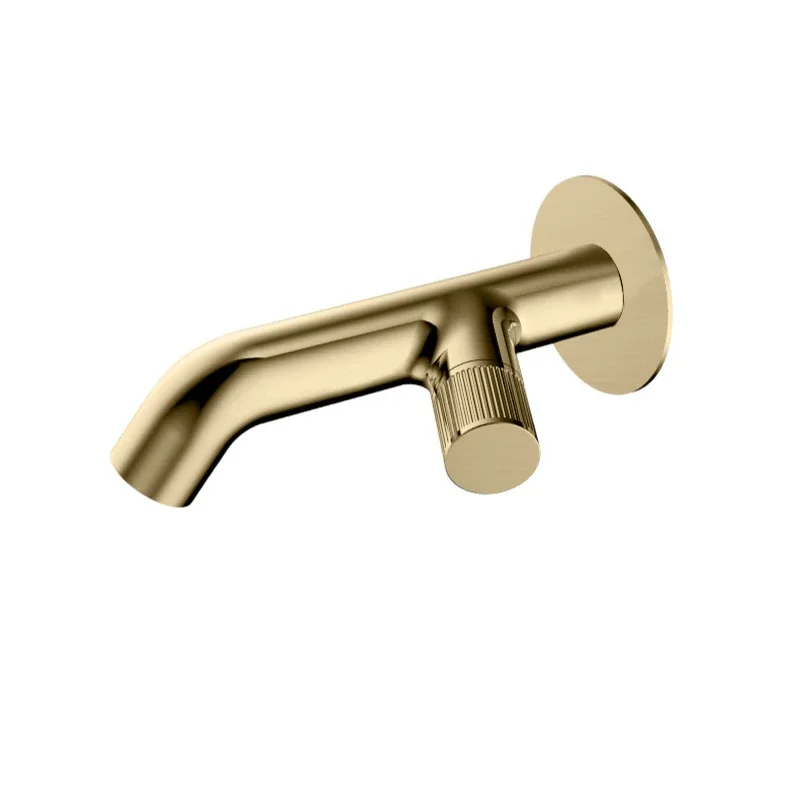 Brushed Gold Wall Mounted Bathroom Faucet One-body Single Handle Round & Square Hot Cold Water Mixer