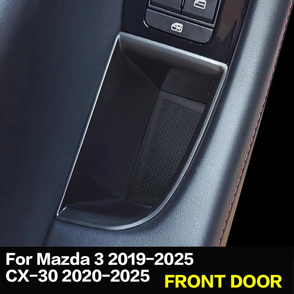 2Pcs Car Front Door Storage Box Bag Handle Interior Auto Accessories For Mazda 3 CX-30 CX 30 CX30 2020 2021 2022 2023 2024 2025