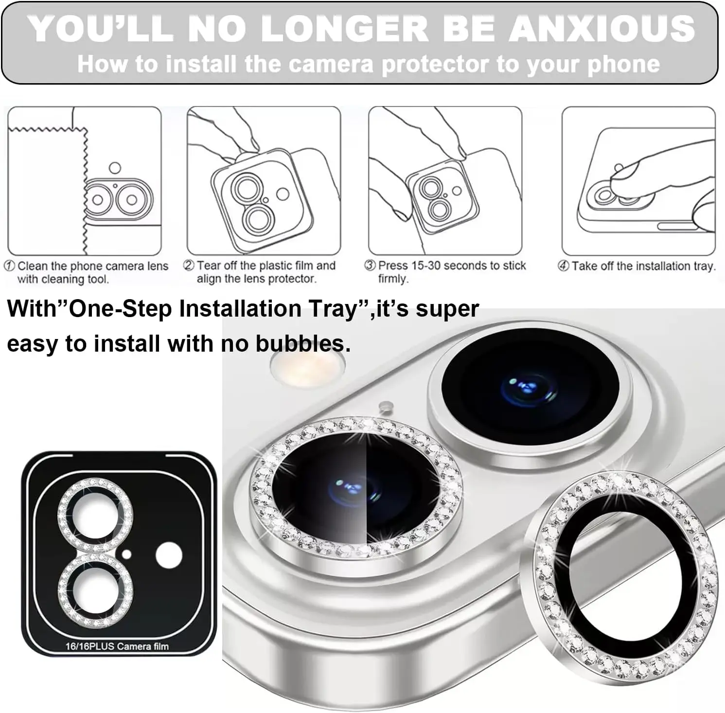 1-3Sets Bling Camera Lens Protector for IPhone 17 Air Pro ProMax Aluminum Alloy Tempered Glass Diamond Lens Cover for IPhone17