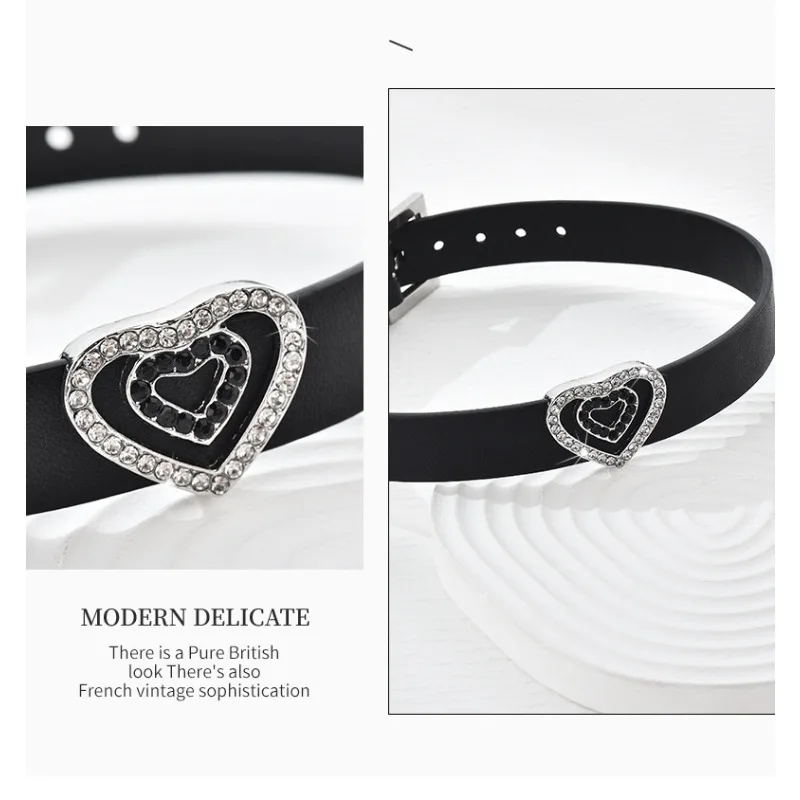 

Star-shaped necklace, heart-shaped zircon black leather neckline, fun neckline, fashionable clothing neckline, retro neckline