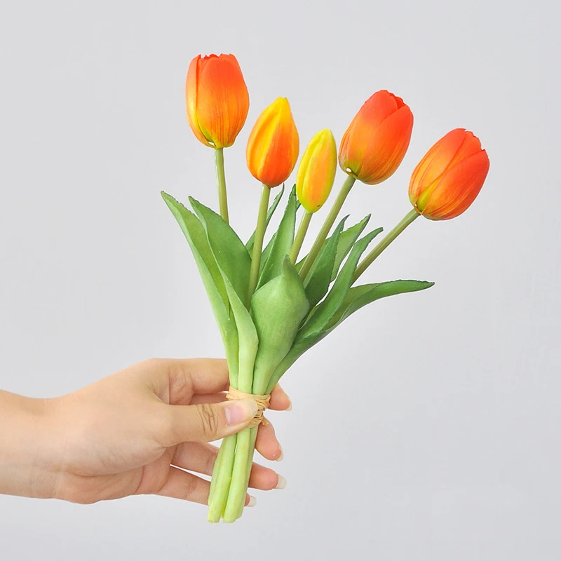 5 Stück/Blumenstrauß Mini neue Silikon-Tulpe 25 cm künstliche Blume Real Touch gefälschter Pflanzenstrauß für Hochzeitsdekoration Home Garen – Detail 13