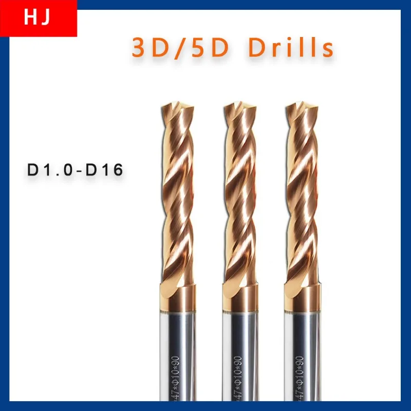 Carbide Alloy 3D/5D Drill Tungsten Steel Super Hard Stainless Twist Bit Straight Handle Solid Interval CNC Metal Drill Bits