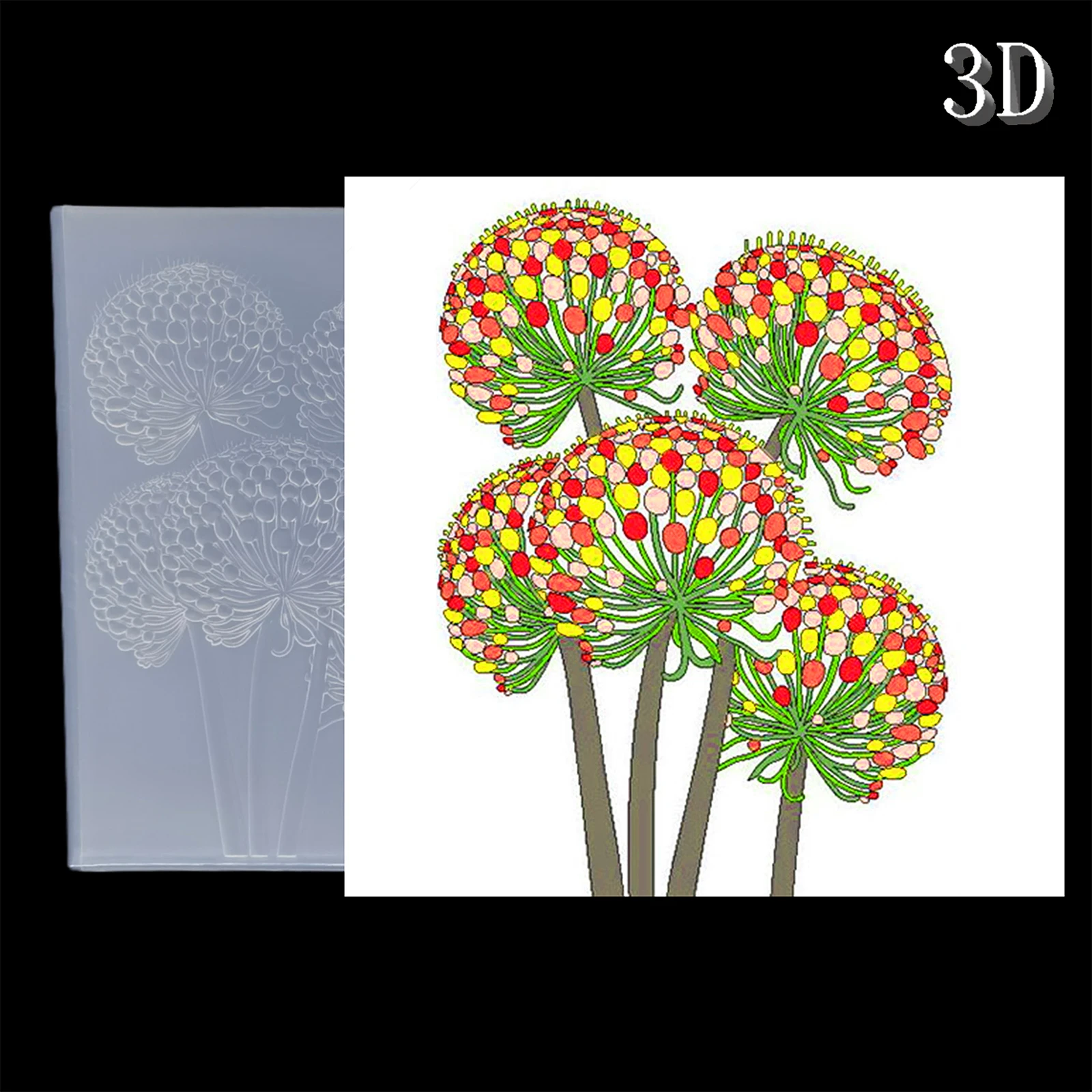 Stunning Wind Over Dandelions, 3D Design Relief Folder for Business Card Printing, Scrap Book Paper DIY Craft Decoration Supplie