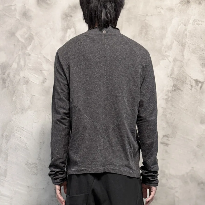 HKSH Spring New Men's Tide Dark Avant-Garde Three-Dimensional Cut Tees Pullover Knitted Long Sleeve Cotton Slim T-shirt HK21326