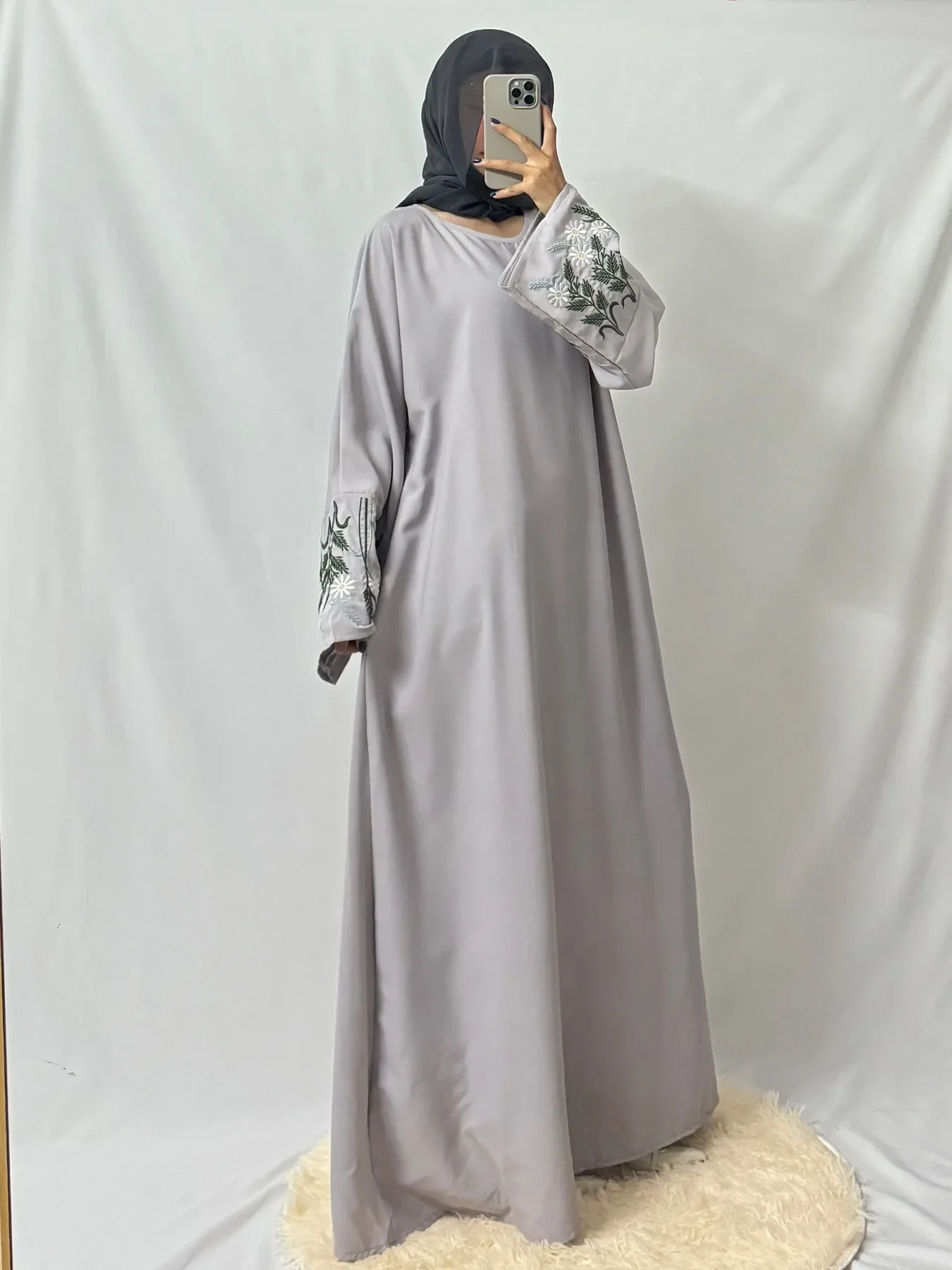 Ramadan Modest Prayer Dress Muslim Kaftans Loose Embroidery Maxi Dresses Long Sleeve Islamic Clothing Women Abaya Muslim Jilbabs