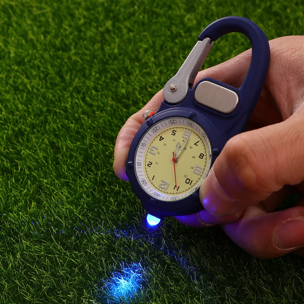

Carabiner Clip Watch LED Pocket Hikers Mini Backpack Keychain Multi use Portable Glow Alloy Luminous Button