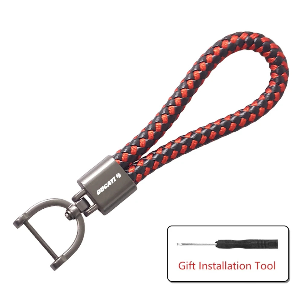 Fit For Ducati 796 795 821 Monster 696 400 Motorcycle Accessories Braided Rope Keychain Custom Alloy Keyring