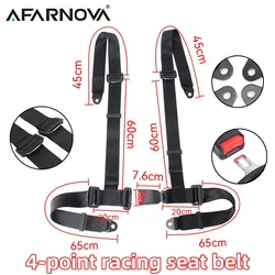 Universal Sports Racing Harness Seat Belt 4 Point Fixing Mounting Buckle Harness Nylon Car Racing Seat Belt Black Color