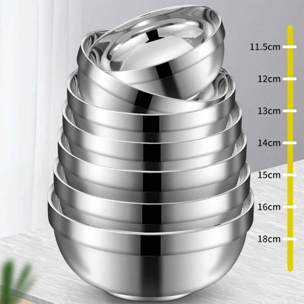 스테인레스 스틸 더블 레이어 샐러드 그릇, 깊은 접시 식기, 단열 수프 밥 그릇, 유치원 어린이 그릇 