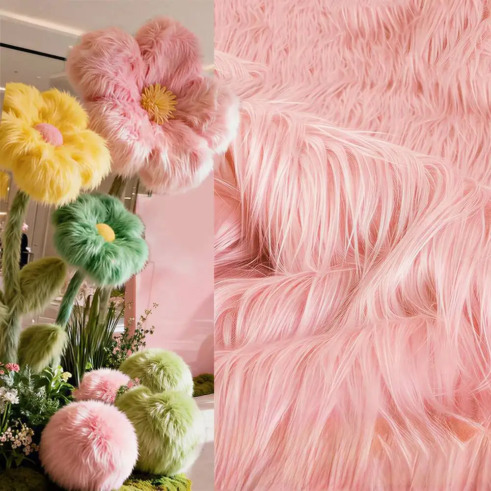 

Faux Fur Fabric Thickened Decorative 9cm Long Pile Plush Fabric Hopen Textiles Fur Shop Window, Wedding Stage Decoration Fabric