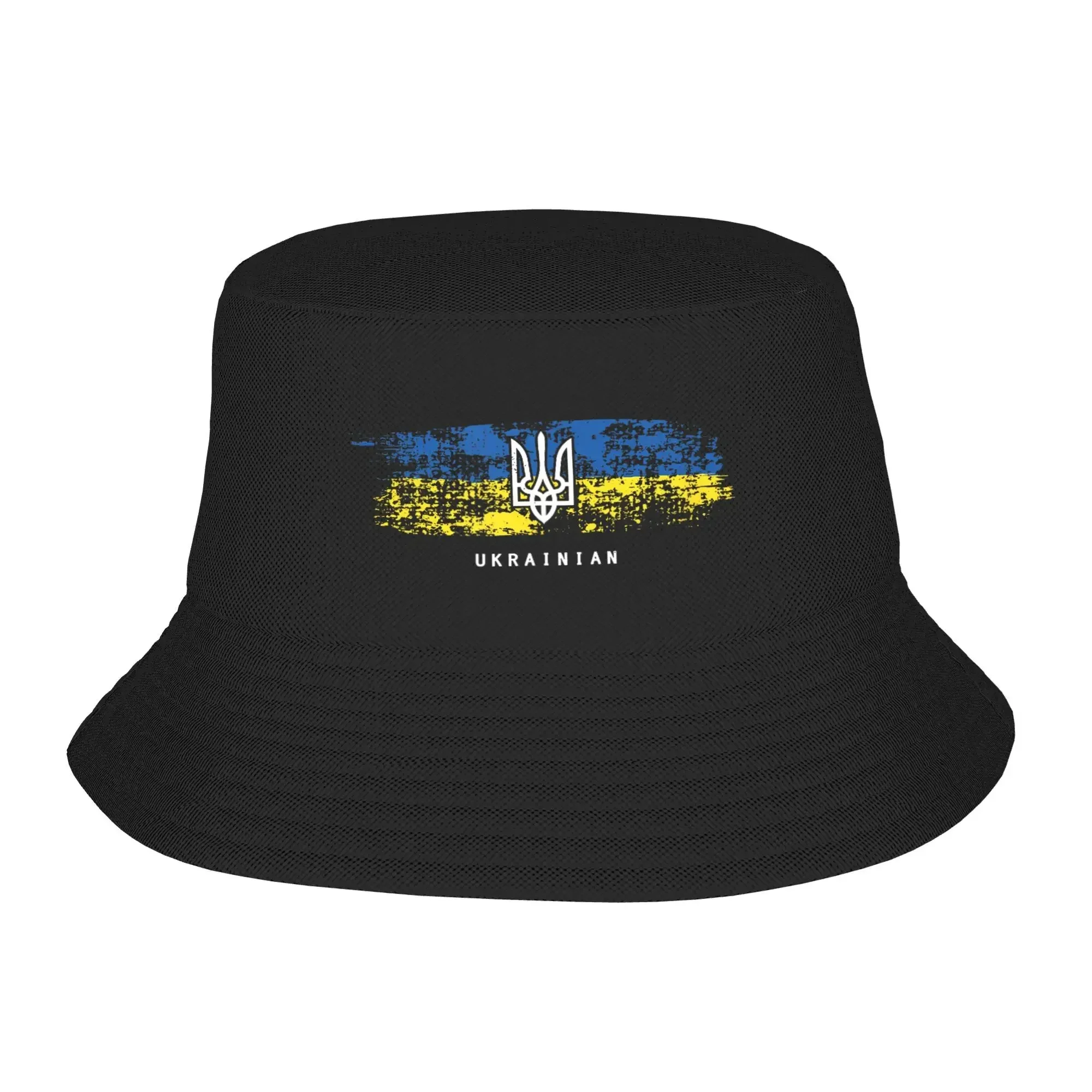 2026 New Ukrainian  Tryzub Ukraine Flag Military Trident Bucket Hat  Hawaii Fisherman Caps Foldable Beach Travel Sun Hats For Wo