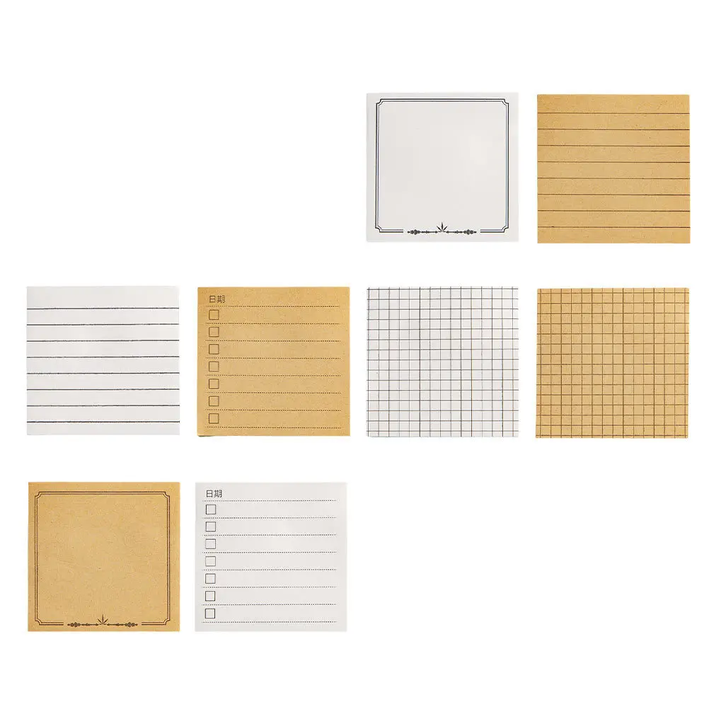 

8Pcs Adhesive Notes Sticky Memo Pads for School Office Diary Planner Stickers Book Markers Reminder Note Labels Student