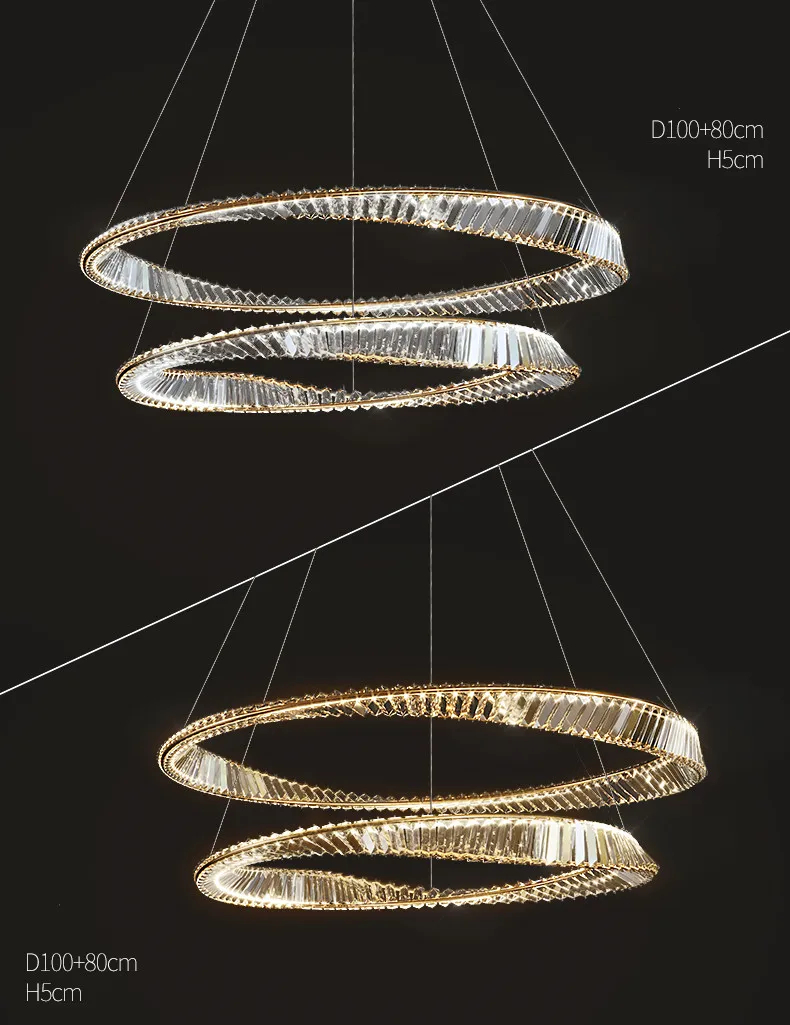 Living Room LED K9 Dimmable Pendant Lights Gold Irregular