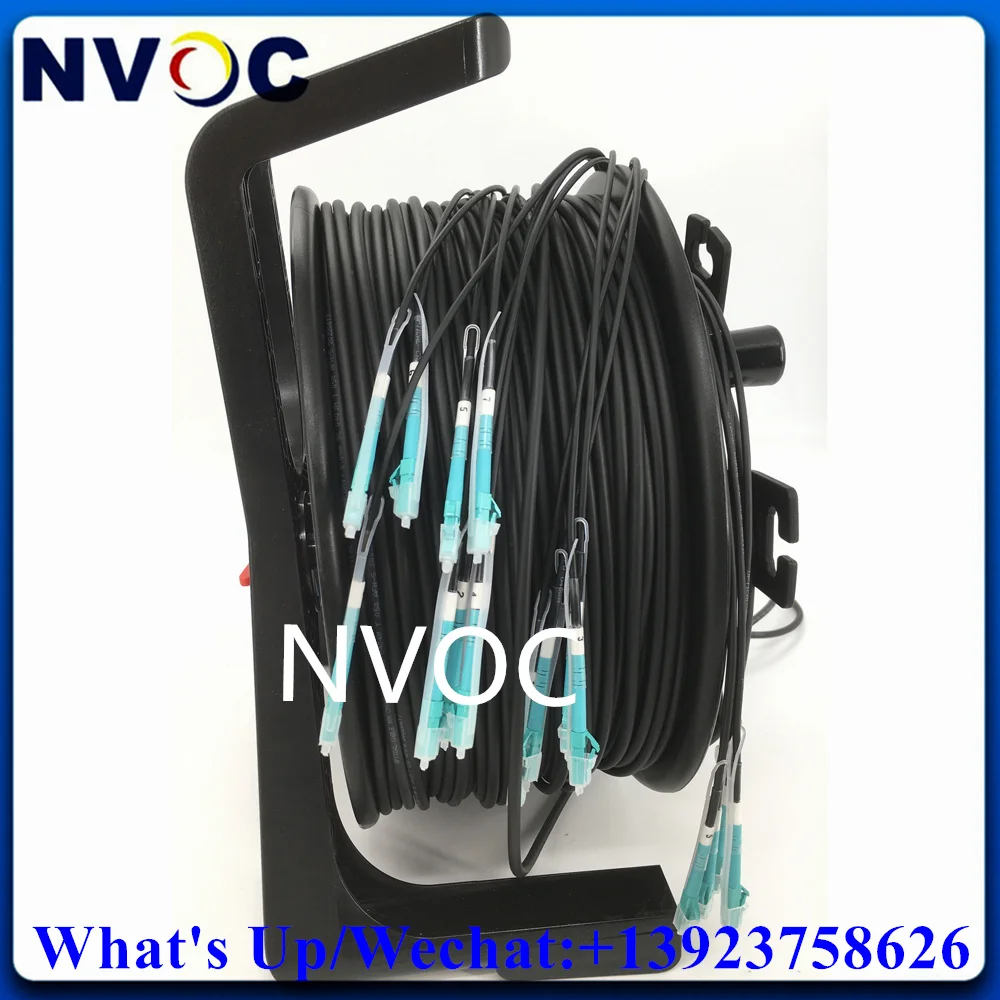 8Core 120/130/150M MM OM3-300,5.0mm TPU 8C 8Fibers SC/ST/FC/LC Outdoor Armored Fiber Optic Patch Cord Cable For PCD310 Coil/Reel