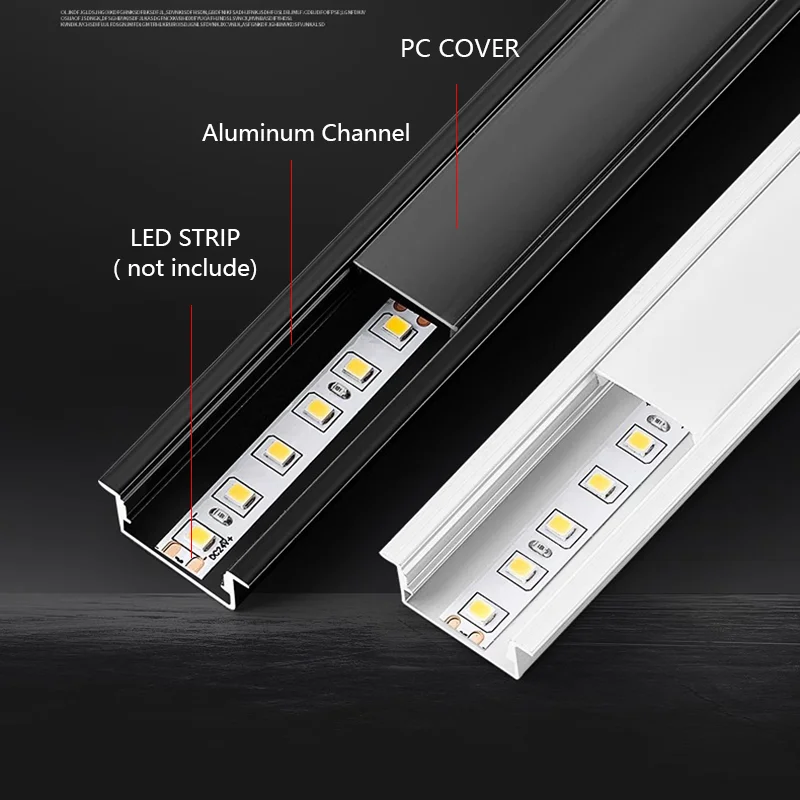 Imagem -04 - Perfil de Alumínio Led para Sala de Cozinha Decoração Interior Tampa de Iluminação Gabinete Armário Bar Bar Strip Lights 0.5m 1m