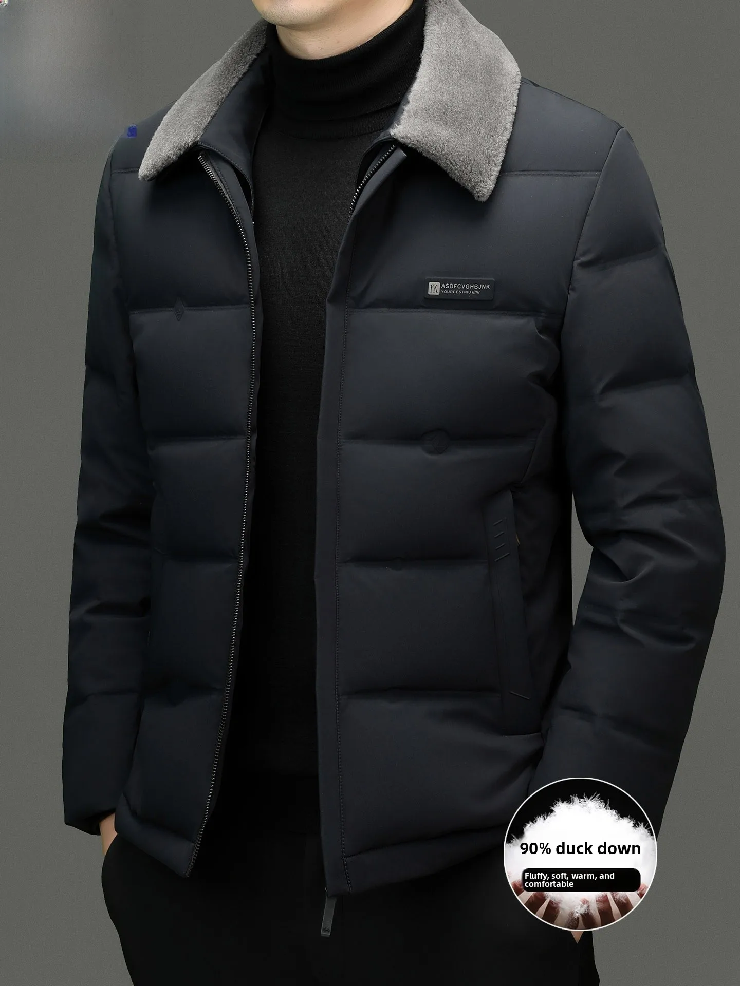 

Thiened White Du down Parka Men's Winter Coat Removable Fur Collar ort Sle Casual Sle Windproof And Warm Outerwear