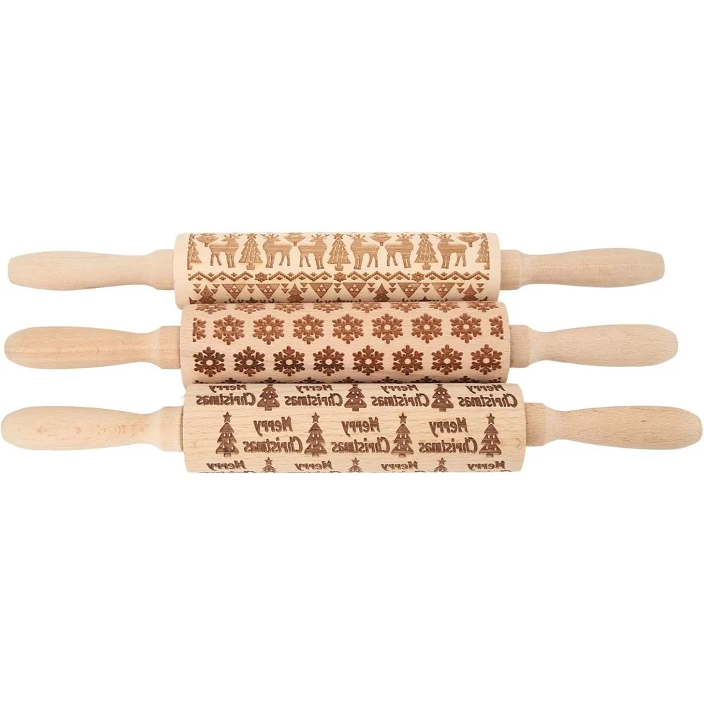 

Деревянные выгравированные скалки с милыми рождественскими узорами для выпечки декоративного печенья