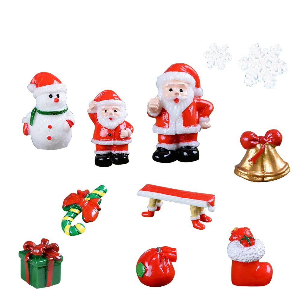 

11Pcs Christmas Resin Decoration Set Delicate Snowman Snowflake Stocking Bell Desk Ornament Unique Home Xmas Display